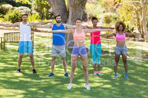 Group of friends exercising