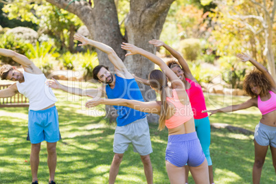 Group of friends exercising