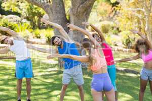 Group of friends exercising