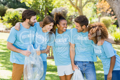 Group of volunteer having fun