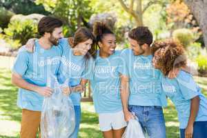 Group of volunteer having fun