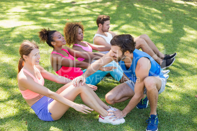 Group of friends exercising