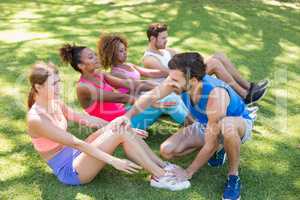 Group of friends exercising