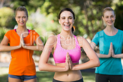 Women practicing yoga