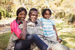 Happy family posing together