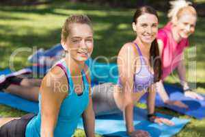 Portrait of young women doing yoga