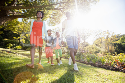 Happy family posing together