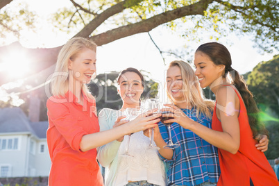 Beautiful women toasting a glasses of red wine