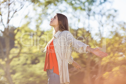 Woman stretching out her arms