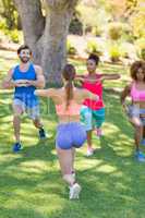 Group of friends exercising