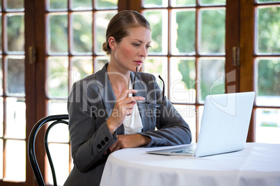 Woman using a laptop