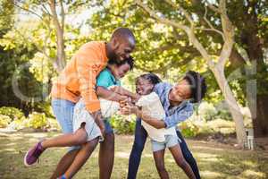 Happy family having fun