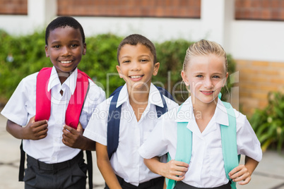 School kids standing in school terrace
