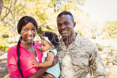 Happy family posing together