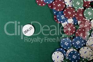 Casino gambling chips with copy space