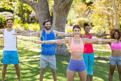 Group of friends exercising