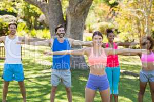 Group of friends exercising