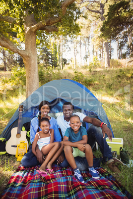 Happy family posing together