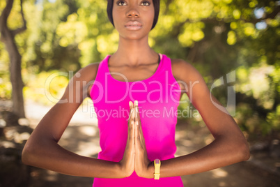 Woman doing yoga alone