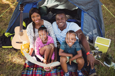 Happy family posing together