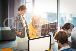 Business people working on computer