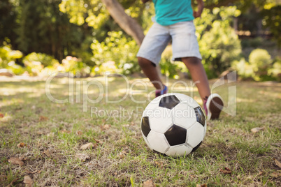 happy child playing football