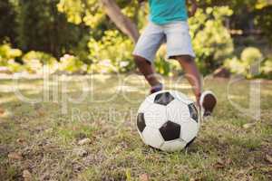 happy child playing football