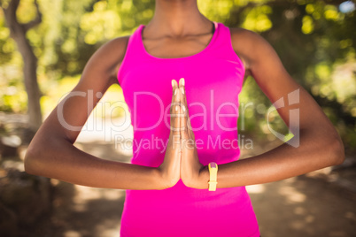 Woman doing yoga alone