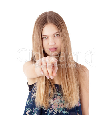 girl pointing at you