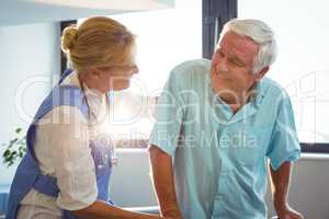 Nurse taking care of a senior man