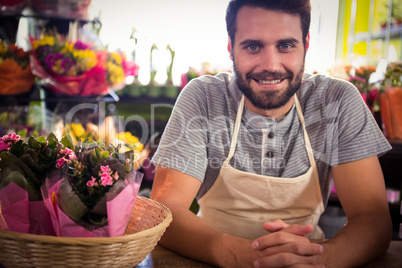 Male florist at his flower shop