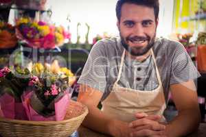 Male florist at his flower shop