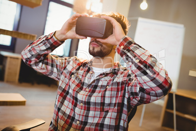 Man using virtual reality headset