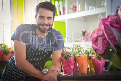 Male florist at his flower shop