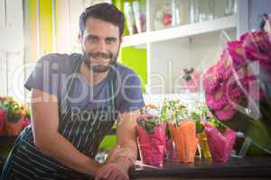 Male florist at his flower shop