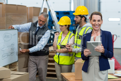 Warehouse team having a meeting