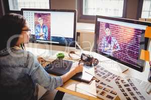 Graphic designer using graphics tablet