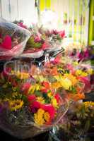 Bouquet of flower arranged on a flower shelf