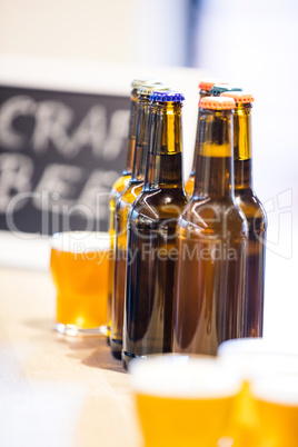 Close-up of beer bottles