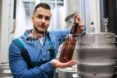 Brewery testing beer bottle