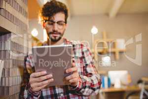 Graphic designer using digital tablet