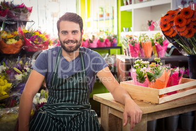 Male florist at his flower shop