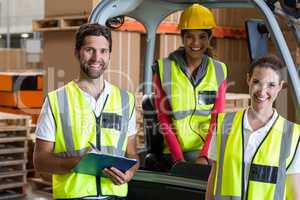 Portrait of workers are posing and smiling