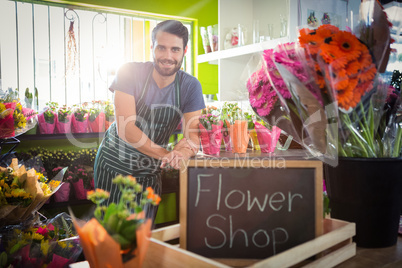 Male florist at his flower shop