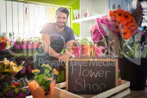 Male florist at his flower shop