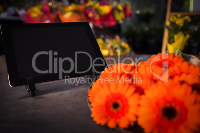Digital tablet at flower shop