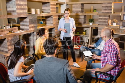 Colleagues having discussion