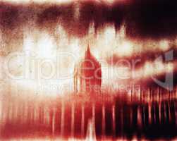 Horizontal red cyberpunk capitol vintage abstraction background