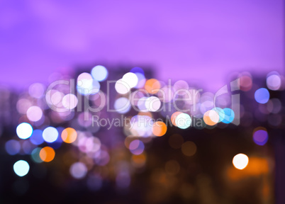 Horizontal pink night city bokeh background