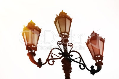 Horizontal vintage Moscow street lamps background